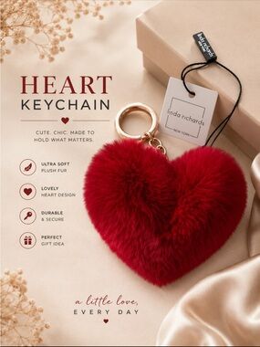 Linda Richards Red Heart Plush Keychain